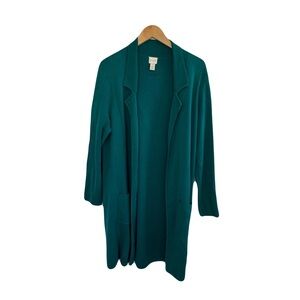 Chico’s Duster Cardigan Sweater Teal Blue XL